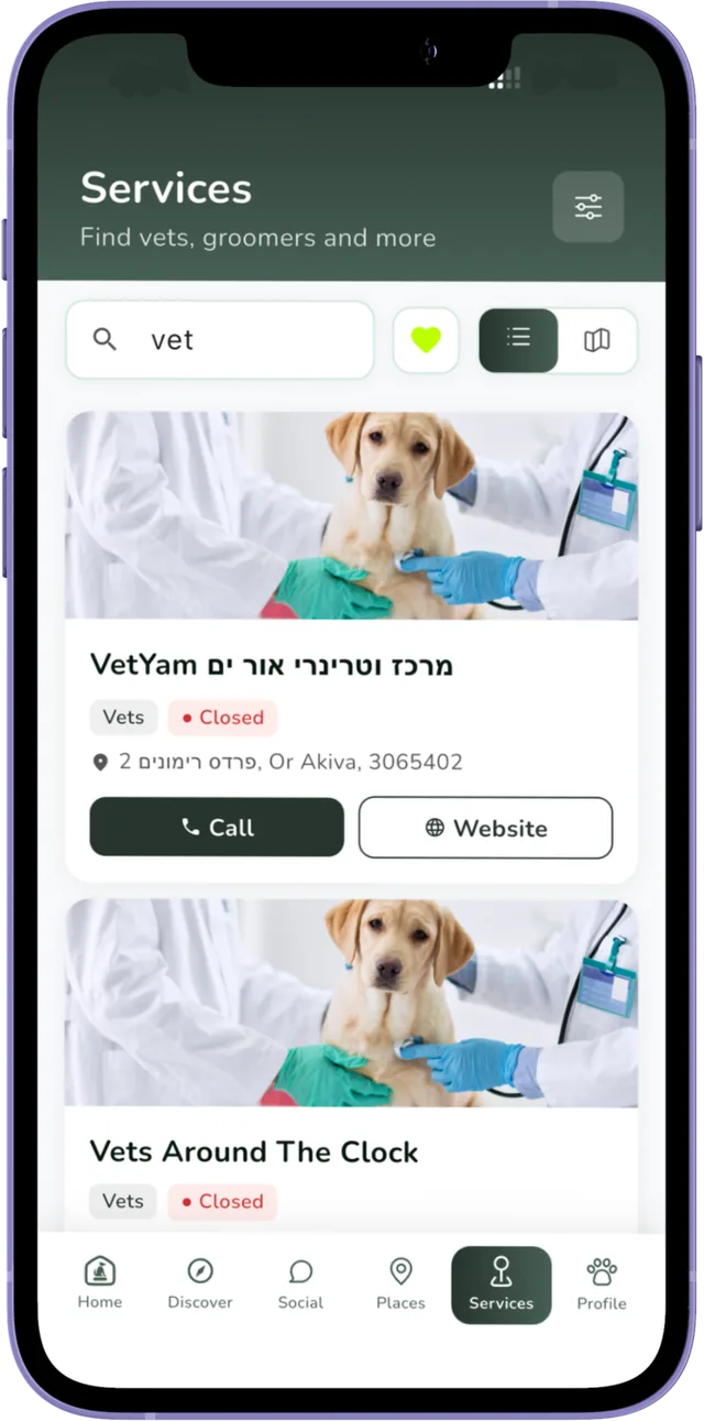 רשימת וטרינרים ומספרות